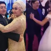 Төреғалидің әкесі ақ көйлек киген арумен қол ұстасып билеп жүр (ВИДЕО)