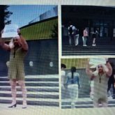 «Ханшатыр» алдында әйелдің киімін киіп жүрген сақалды жұртты ашуландырды