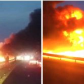 Түркістан облысында Ресейден тұрмыстық техника әкеле жатқан жүк көлігі өртенді