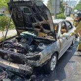 Шымкентте жол үстінде «Hyndai Sonata» көлігі толығымен жанып кетті