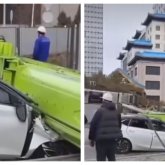 LRT құрылыс алаңында бұрғылау қондырғысы көліктің үстіне құлап кетті (ВИДЕО)