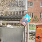 Астанада Назарбаевтың портретін қоқыс контейнеріне іліп кеткен (ВИДЕО)