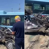 Таразда автокөлік жүк пойызы және автобуспен соқтығысты