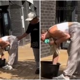 «6 баланың әкесі»: Астанада терезе жуып жатқан қызды ер адам бөксесінен ұстаған (ВИДЕО)