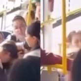 Автобуста жүкті әйелді тепкен келіншек жолаушылардың ашуын туғызды (ВИДЕО)