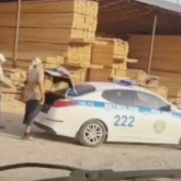 Естімеген елде көп: Түркістанда полицей қызметтік көлікпен ағаш тасыған