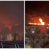Таразда көпқабатты үй отқа оранып, 100 адам эвакуацияланды (ВИДЕО)