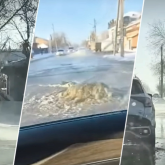 Павлодардың қақ ортасында құбыр жарылып, көшелерді су басты (ВИДЕО)