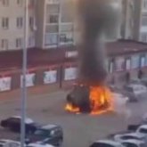 Көкшетауда көлік өртеніп кетті (ВИДЕО)