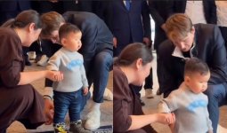 Александр Бублик тұсауын кескен балақай теннис добын таңдады (ВИДЕО)