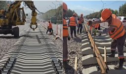 Алматыда LRT-ның алғашқы рельстер төселді