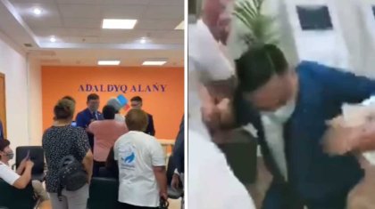 Бір топ әйел бас санитар дәрігердің ресми өкілін соққыға жықты (ВИДЕО)