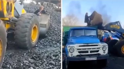 Көмірмен бірге келіншекті де тиеп жібермек болған тракторшы жазаланды (видео)
