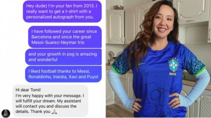Неймар астаналық қыздың хатына жауап жазып, футболкасын сыйлаған