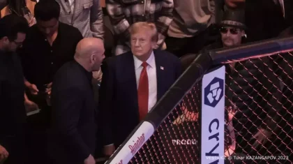 Дональд Трамп Шавкат Рахмоновтың жекпе-жегін тамашалауға барды