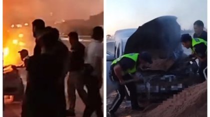 Алматы облысындағы тас жолда қариялар мінген көлік өртеніп кетті (ВИДЕО)