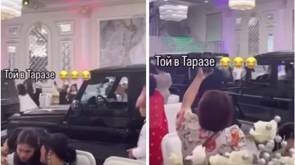 «Қонақтарға деген құрметсіздік»: Таразда тойханаға үш джип алып кірген той иелері сынға қалды (ВИДЕО)