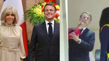 Франция президенті Макрон әйелінен ел алдында «таяқ жеді» (ВИДЕО)
