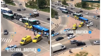 Астанада тағы да автобус апаты болып, жолаушылар зардап шекті (ВИДЕО)