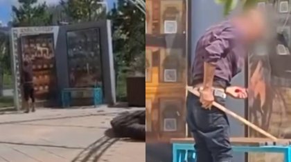 Астанада ер адам Абайдың өсиеттері жазылған стендті бүлдірді  (ВИДЕО)