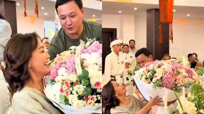 «Жұмабек Жанықұлов сияқты жігіт»: Ләйлә Сұлтанқызы бейтаныс адамнан гүл алды (ВИДЕО)