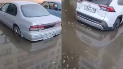 Көкшетауда су құбыры жарылып, тұрғындардың көліктерін су басты (ВИДЕО)