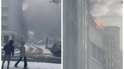Алматыда бос тұрған әкімшілік ғимараттан өрт шықты (ВИДЕО)