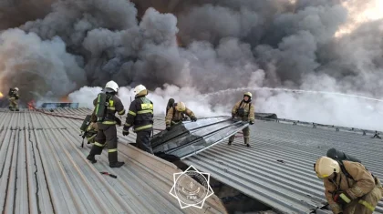 Алматыда екі қабатты қойма өртеніп жатыр