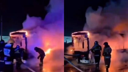 Астанада Қарқаралы тасжолында автобус өртеніп кетті