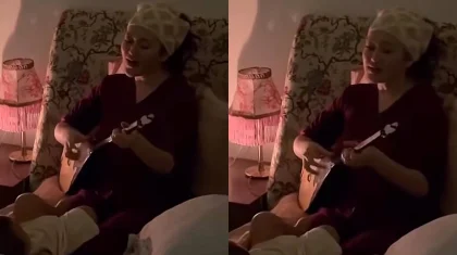 «Райм сүйген қазақилық»: Ерке Есмахан ұлына домбырамен ән шырқап берді (ВИДЕО)