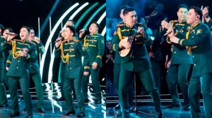 Қазақтың «Ұлттық Ұлан» хоры ресейлік шоуда қазыларды таң қалдырды (ВИДЕО)