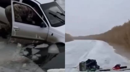 Атырауда балық аулау кезінде көлік суға батып кетті (ВИДЕО)