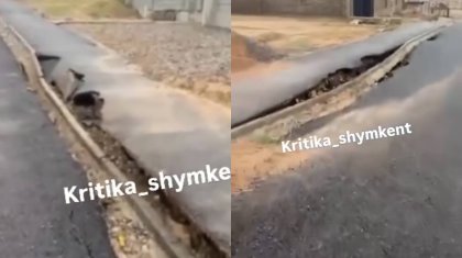 Шымкентте жаңа төселген жолдар опырылып жатыр (ВИДЕО)