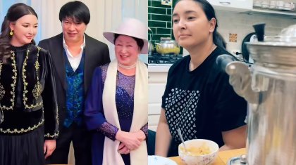 «Аиша – нағыз алтын келін»: Самаурынмен шай құйған Бүркіттің әйелі көпті тәнті етті (ВИДЕО)