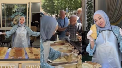 Стамбулда 500 шелпек таратқан Тұрсынбаева көпті тәнті етті (ВИДЕО)