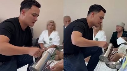 «Одан кішірейіп кетпейсің»: Әли Оқапов қайын жұртында үлкендерге қызмет көрсетті (ВИДЕО)